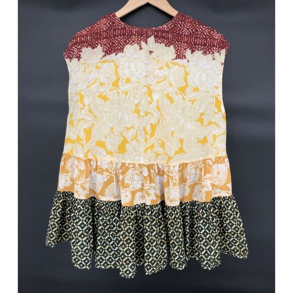 Free People Women's Gotta Have You Tunic Top XS Marigold Tiered Boho Oversized - Picture 3 of 8